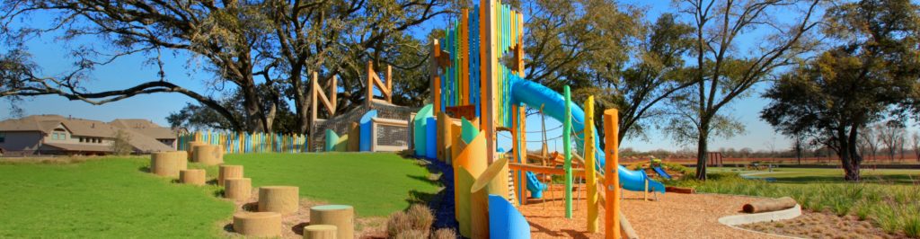 Colorful slides and playground at the park in Pomona