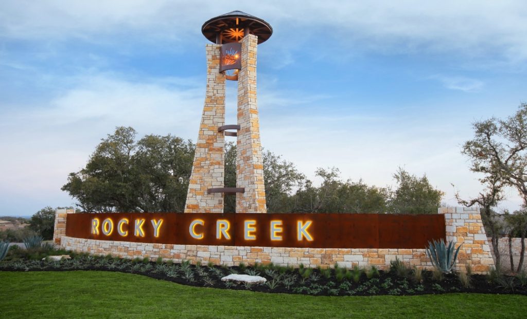 The entry sign at Rocky Creek