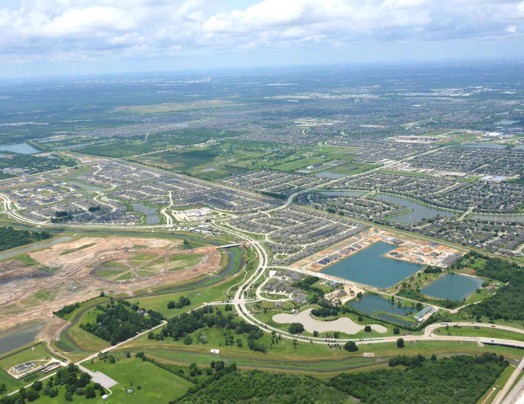 A bird's eye view of the homes at a Lifestyle by Hillwood community