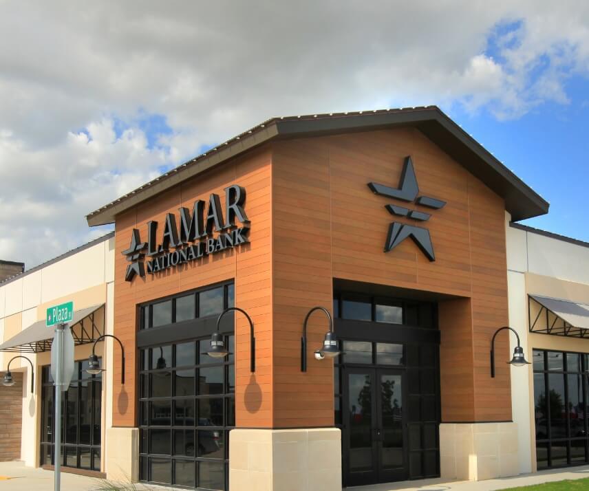 The exterior of a Lamar National Bank