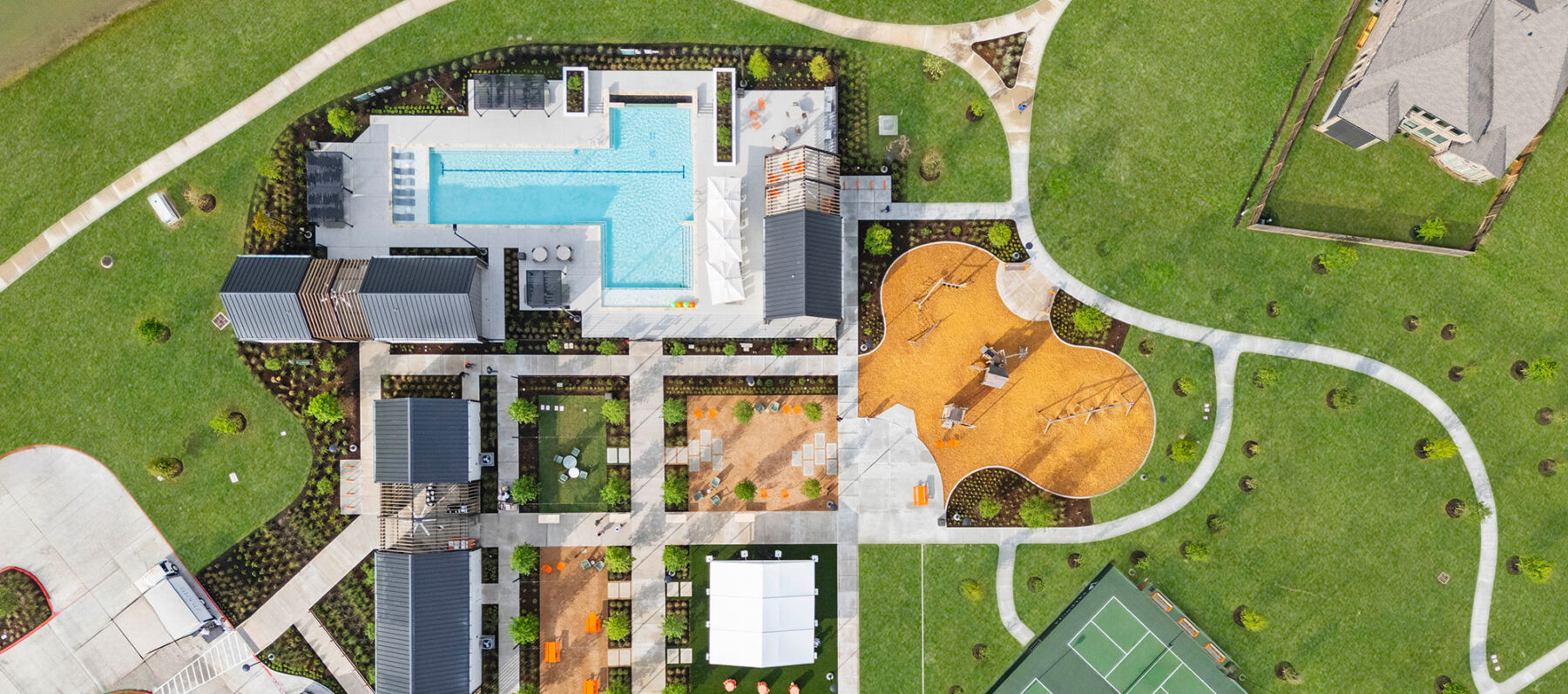 Aerial image of a pool