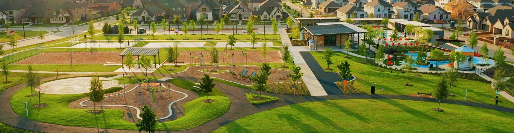 Aerial photograph of a park in a Hillwood community