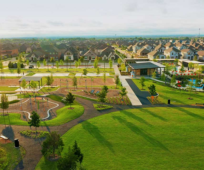 Aerial photograph of a park in a Hillwood community