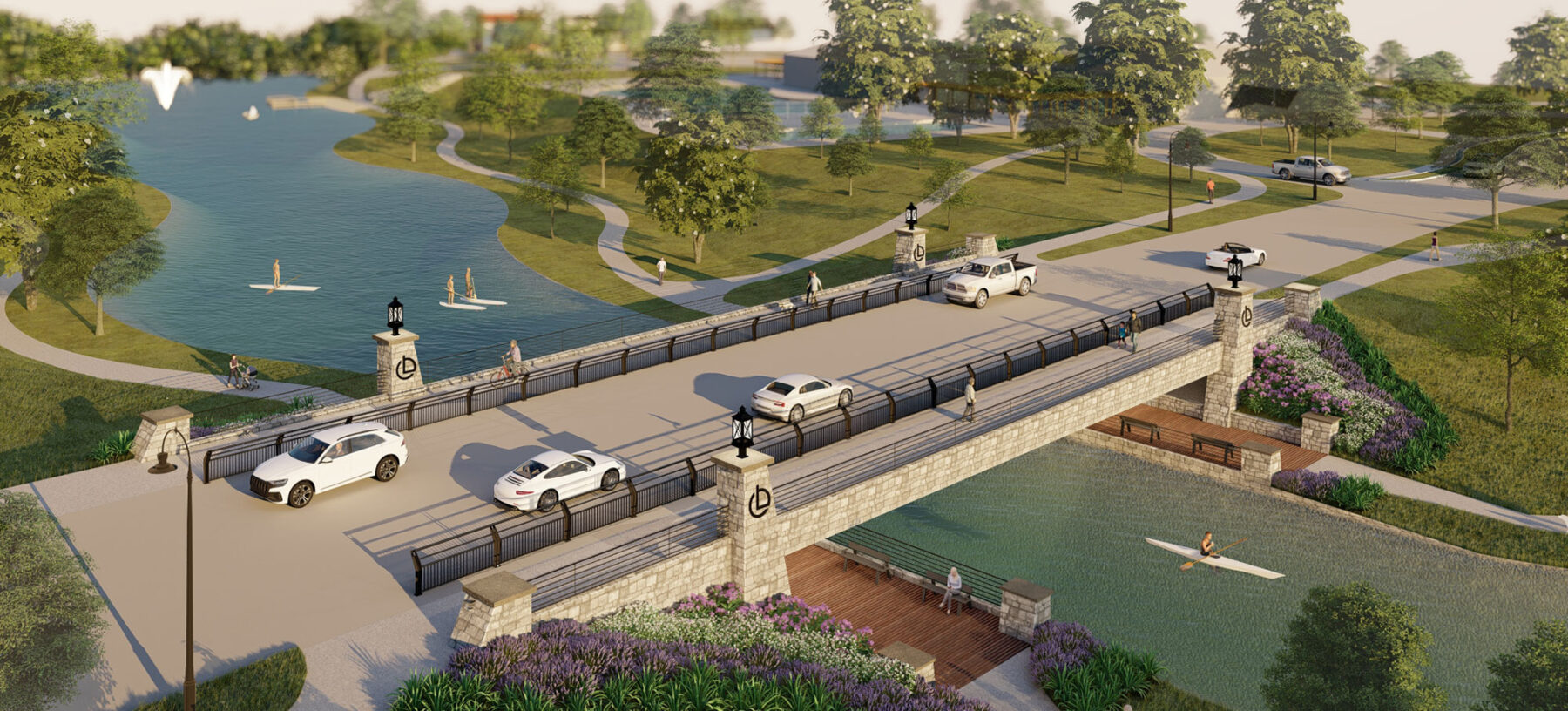 Aerial view of a bridge