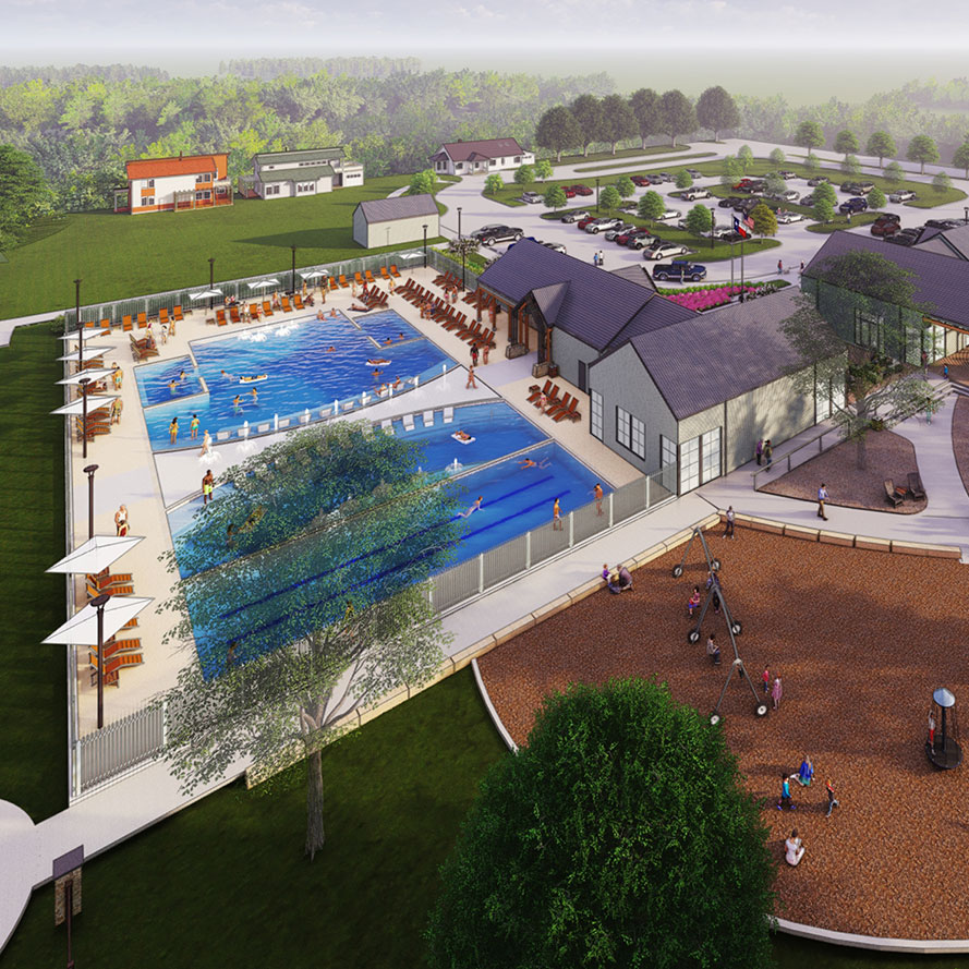 Aerial view of a community pool